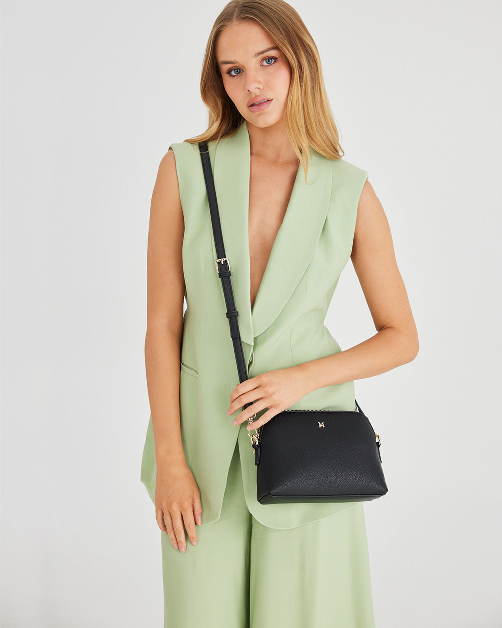 Sophie Curve Top Crossbody Bag + Monogram Stripe Bag Strap-Handbags-PEROZ Accessories
