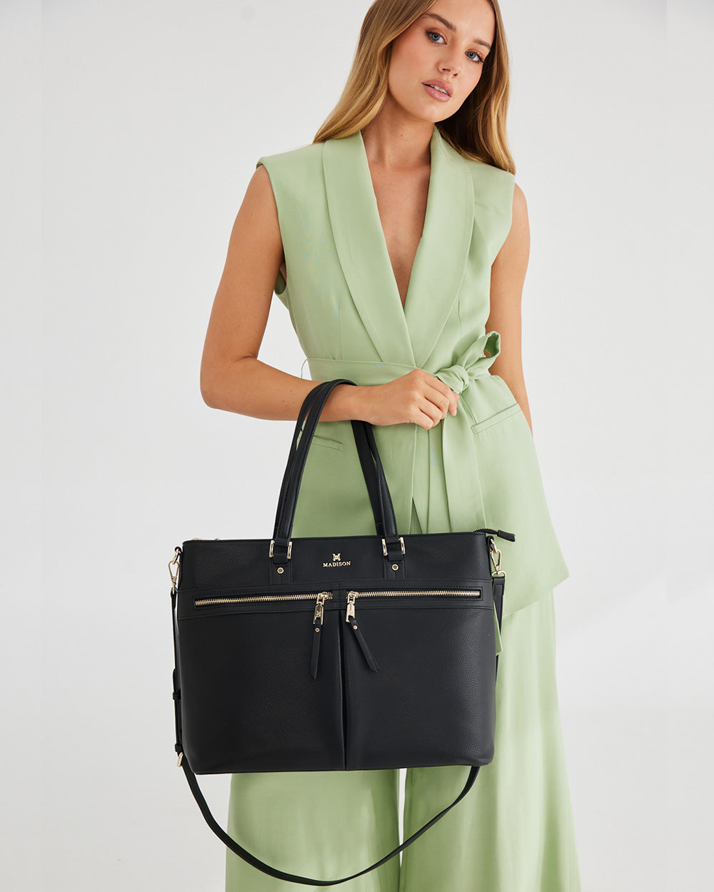 Trish Laptop Tote Work Bag With Crossbody Strap-Handbags-PEROZ Accessories