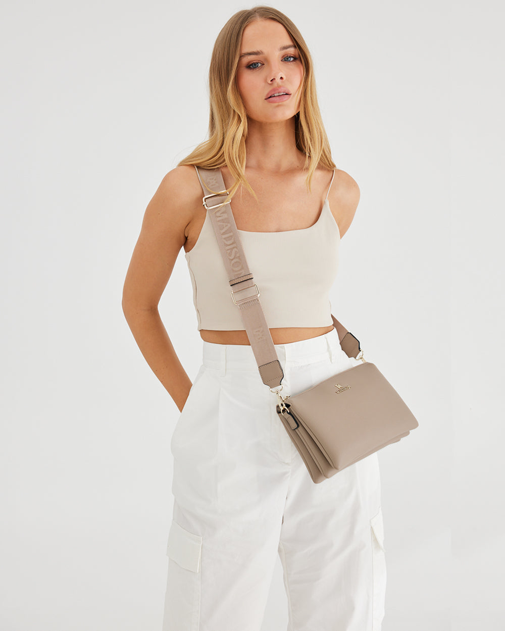 Avery 3 Compartment Crossbody Bag + Monogram Bag Strap-Handbags-PEROZ Accessories