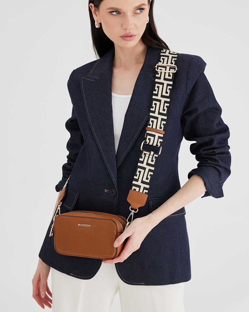 Maddie Double Zip Camera Crossbody Bag + Graphic Bag Strap-Crossbody Bags-PEROZ Accessories