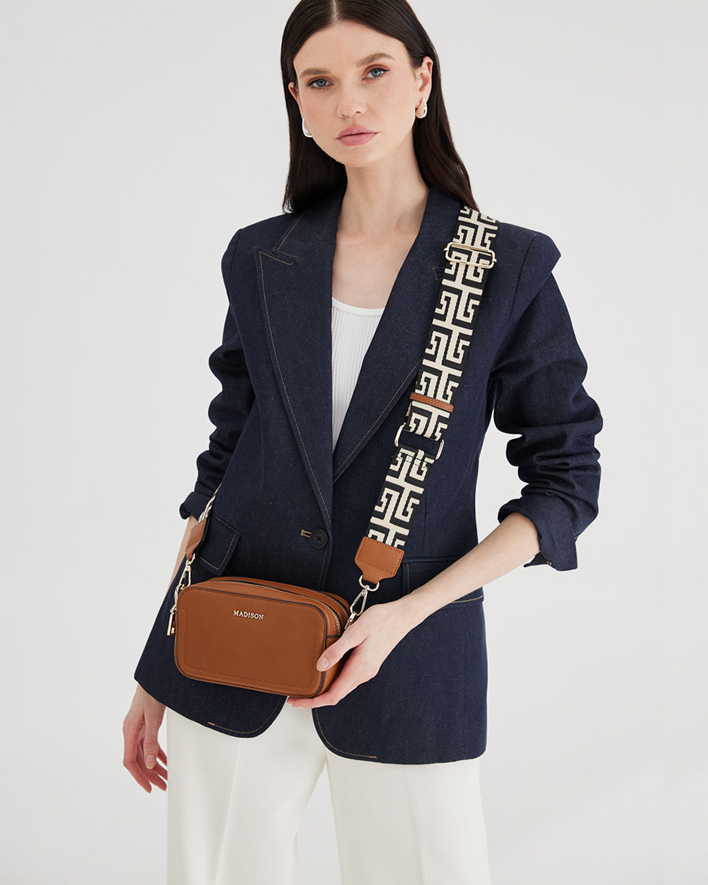 Maddie Double Zip Camera Crossbody Bag + Graphic Bag Strap-Crossbody Bags-PEROZ Accessories