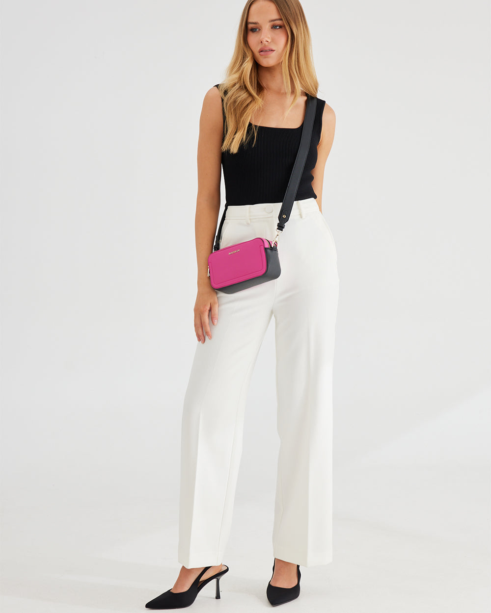 Maddie Double Zip Camera Crossbody Bag With Wide Strap-Handbags-PEROZ Accessories