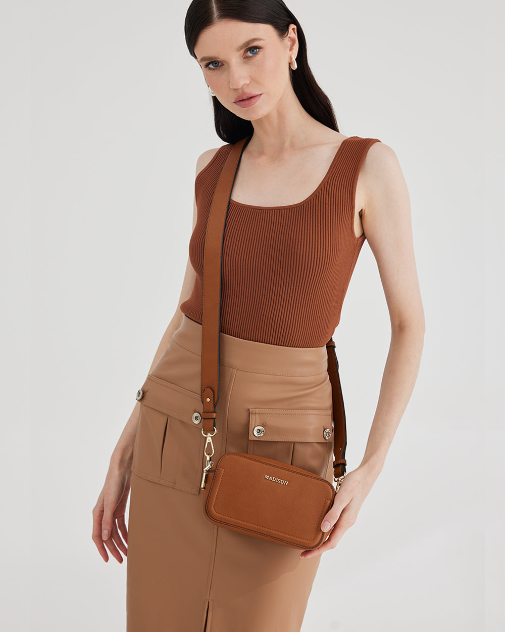 Maddie Double Zip Camera Crossbody Bag + Aztec Bag Strap-Crossbody Bags-PEROZ Accessories
