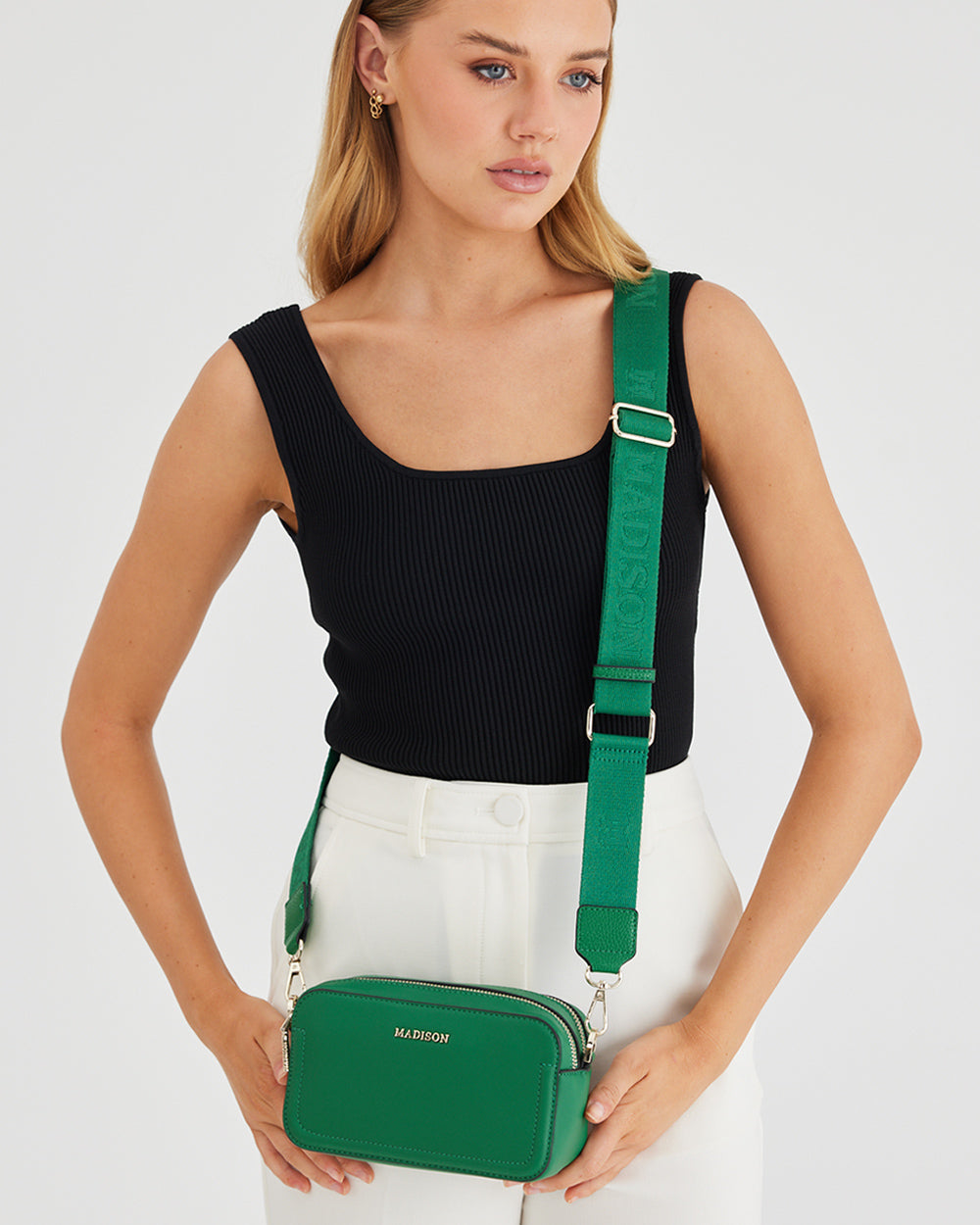 Maddie Double Zip Camera Crossbody Bag + Monogram Bag Strap-Handbags-PEROZ Accessories