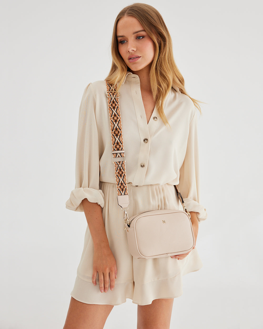 Monica Camera Crossbody Bag + Aztec Bag Strap-Handbags-PEROZ Accessories