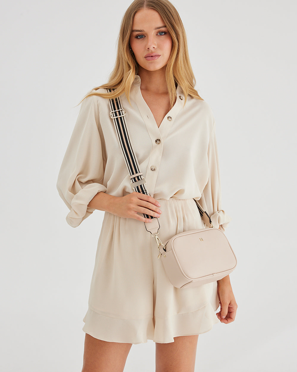 Monica Camera Crossbody Bag + Stripe Bag Strap-Camera Bags-PEROZ Accessories