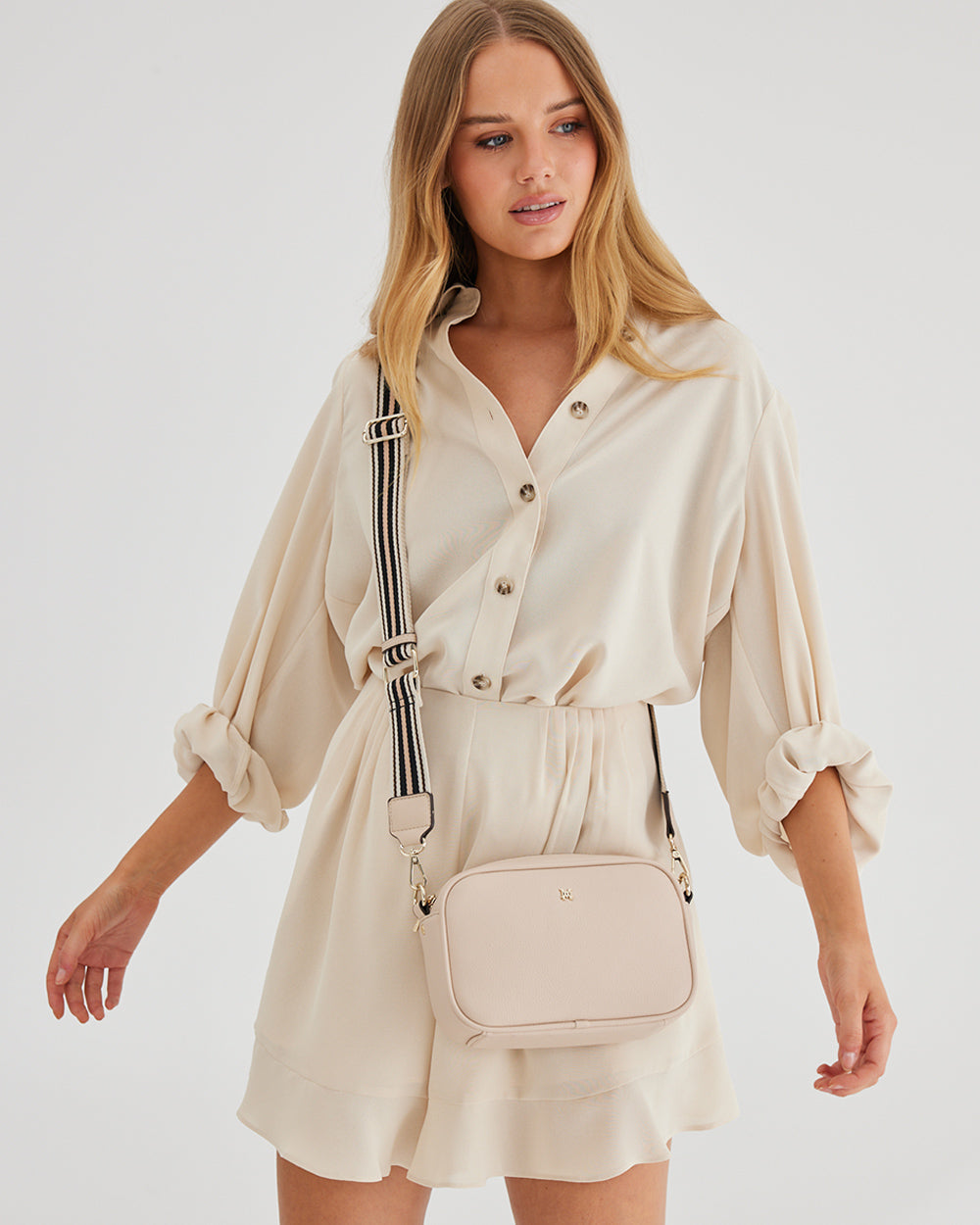 Monica Camera Crossbody Bag + Stripe Bag Strap-Camera Bags-PEROZ Accessories