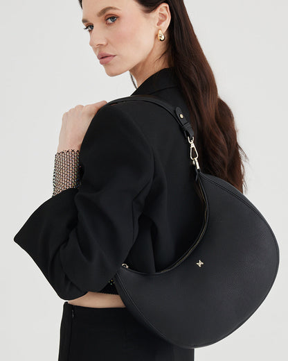 Pia Crescent Shoulder Bag With Crossbody Strap + Zebra Pattern Strap-PEROZ Accessories