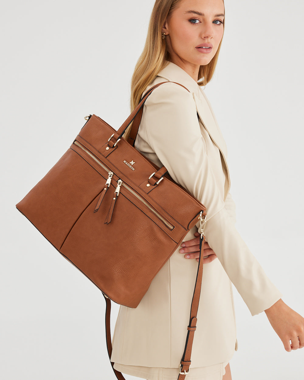 Trish Laptop Tote Work Bag + Aztec Strap-Handbags-PEROZ Accessories
