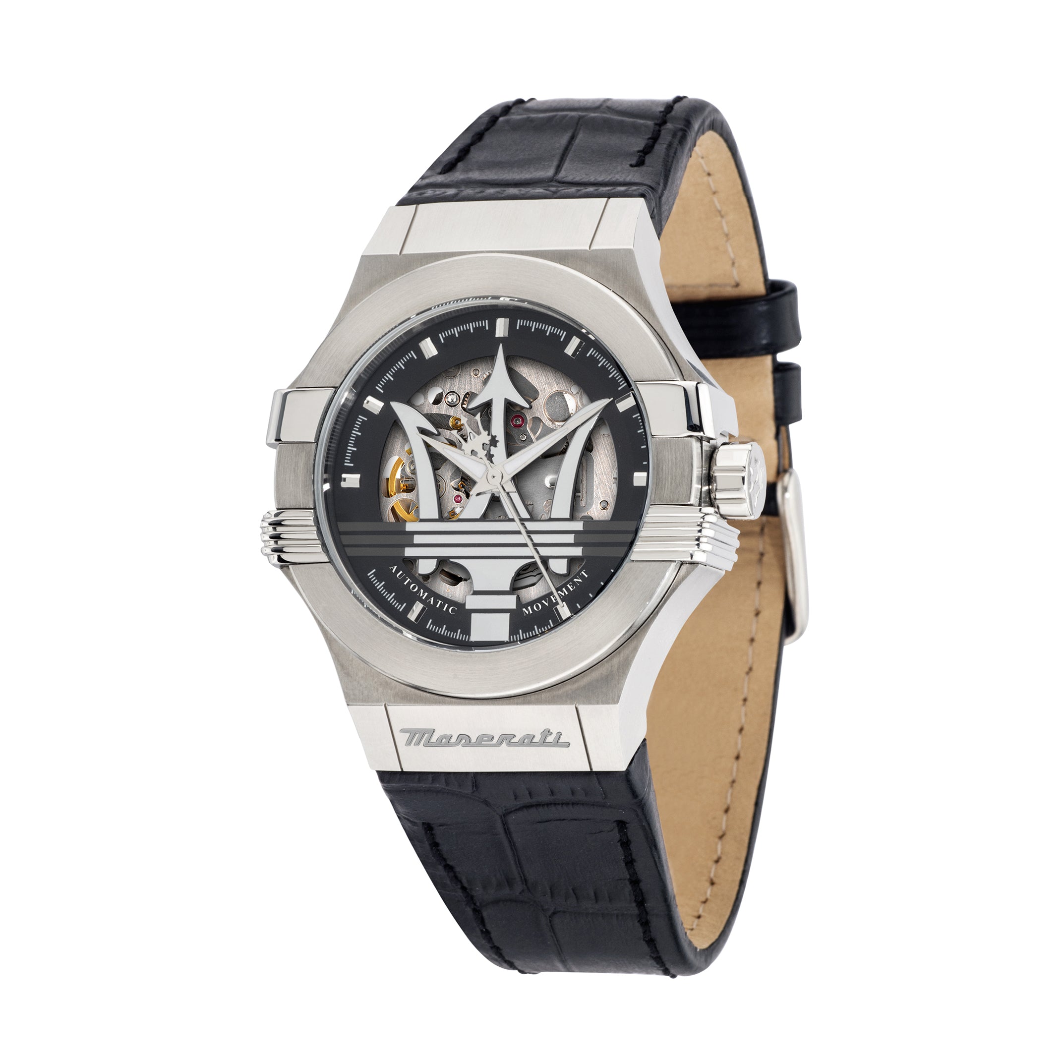 Maserati Potenza Silver Skeleton Automatic 42mm Watch-PEROZ Accessories