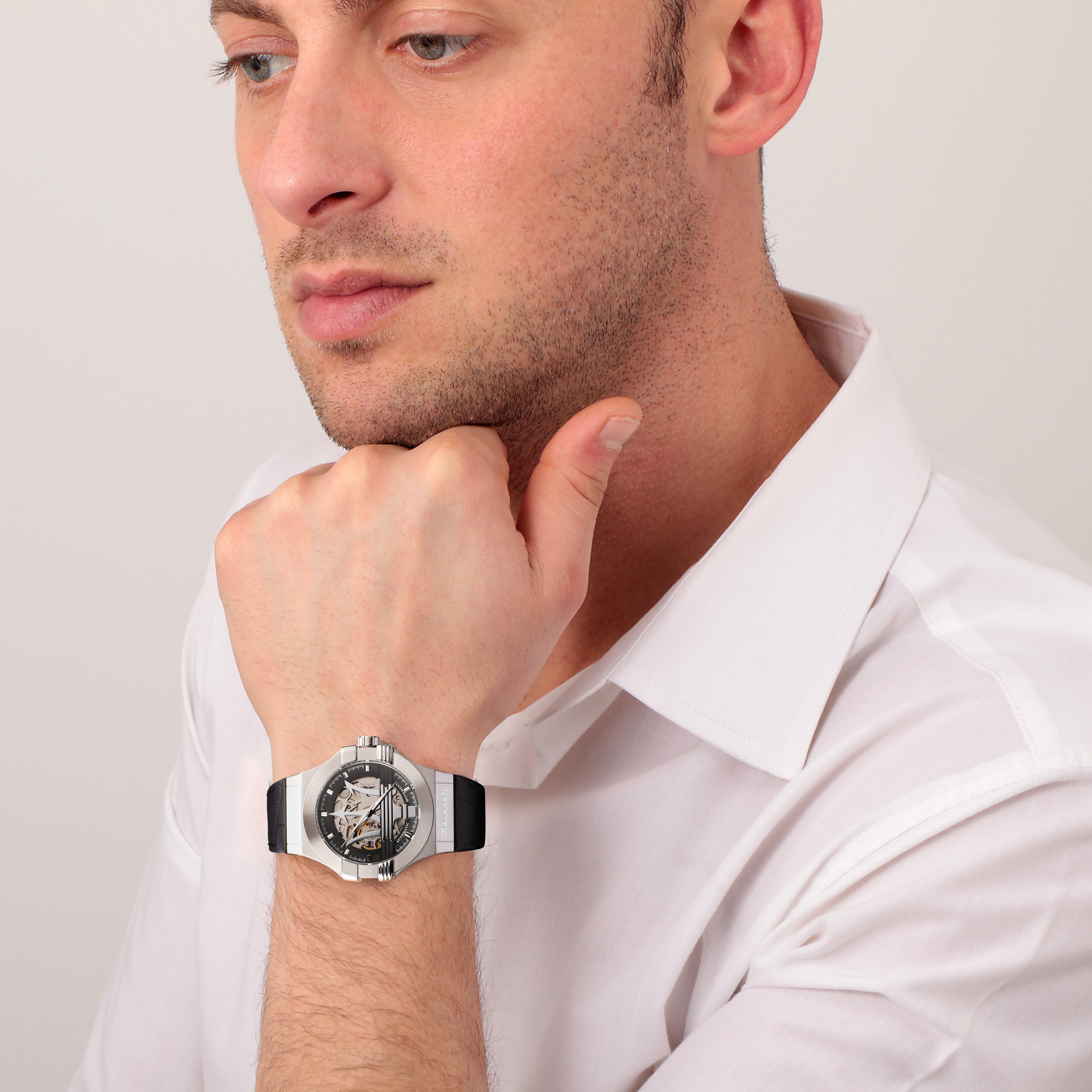 Maserati Potenza Silver Skeleton Automatic 42mm Watch-PEROZ Accessories