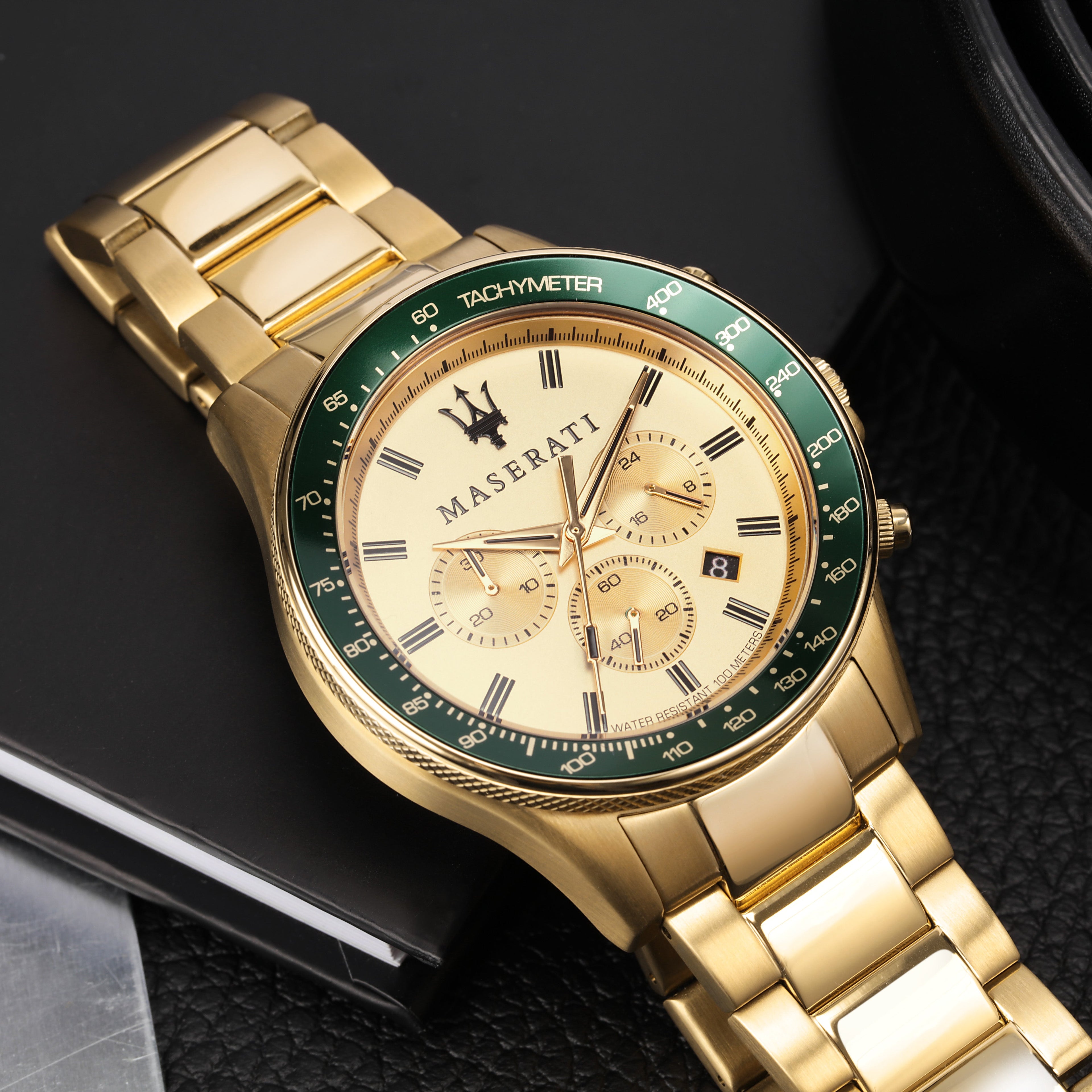 Maserati Stile Gold Dial 45mm Chronograph-PEROZ Accessories