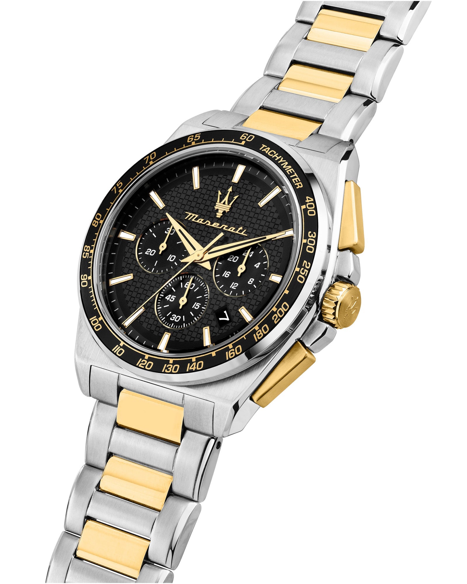 Maserati Velocita 43mm Chrono Black Dial Two Tone Stainless Steel Strap Watch-PEROZ Accessories