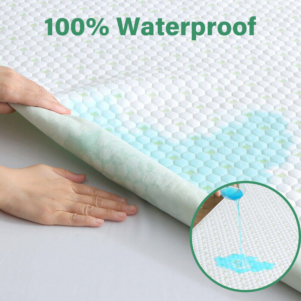 Mattress Protector Bamboo Cotton Mattress Cover Waterproof S Fitted Cover-Furniture > Mattresses > Mattress Toppers-PEROZ Accessories