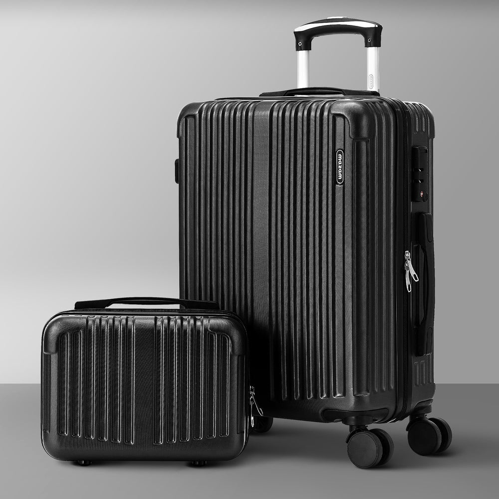 Mazam 2PCS Luggage Suitcase Trolley Set Carry On TSA Hard Case Black-Luggage Setss-PEROZ Accessories