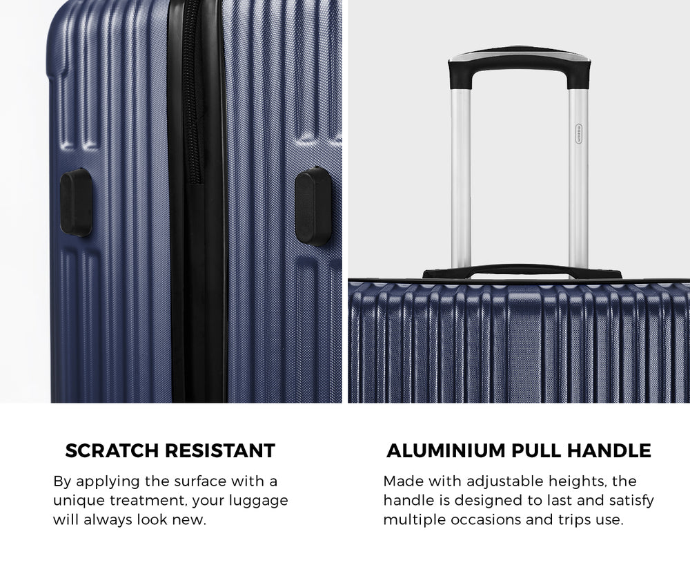 Mazam 2PCS Luggage Suitcase Trolley Set Carry On TSA Hard Case Navy-Luggage Setss-PEROZ Accessories