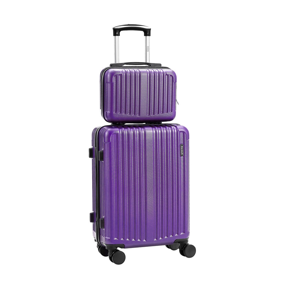 Mazam 2PCS Luggage Suitcase Trolley Set Carry On TSA Hard Case Purple-Luggage Setss-PEROZ Accessories