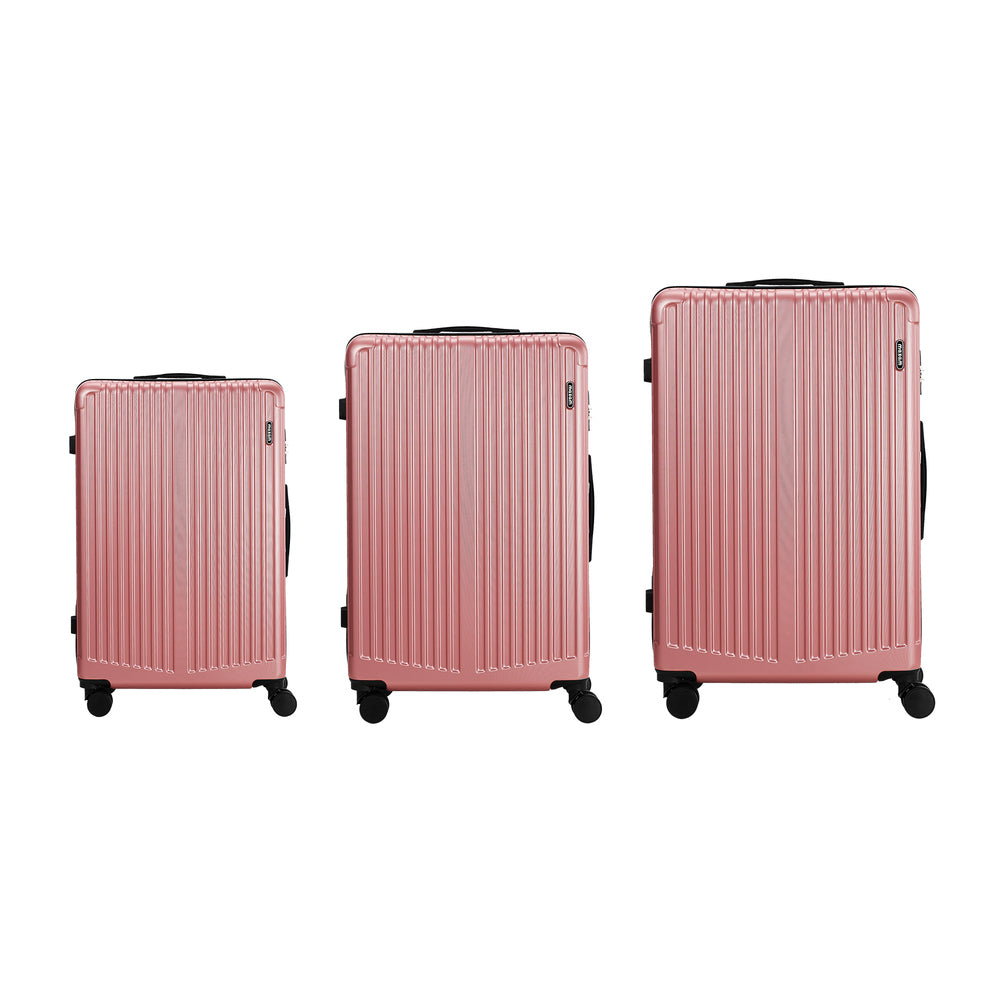 Mazam 3PCS Luggage Suitcase Trolley Set Travel TSA Lock ABS Case Pink-Luggage Setss-PEROZ Accessories