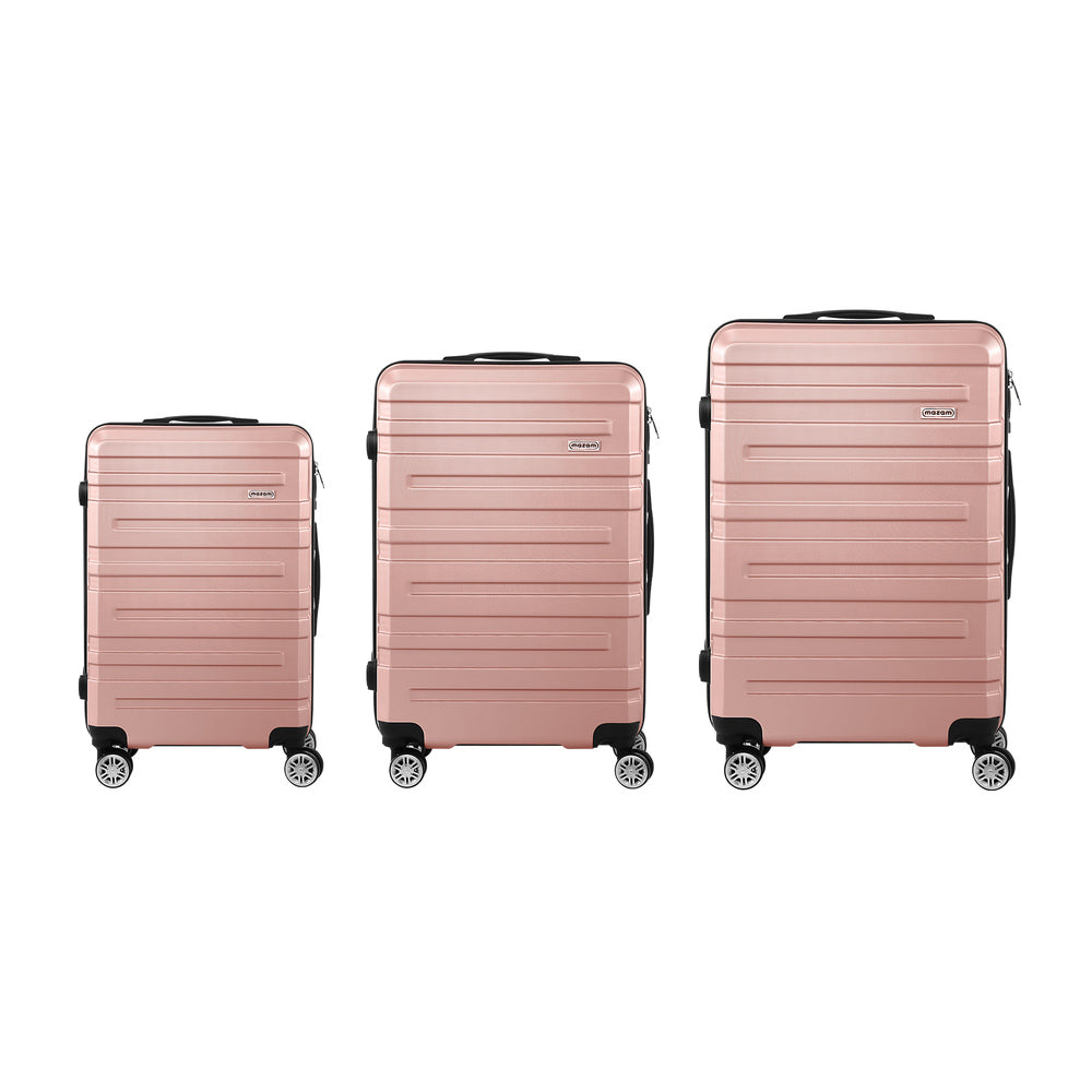 Mazam 3PCS Luggage Suitcase Trolley Set Travel TSA Lock Pink-Luggage Sets-PEROZ Accessories