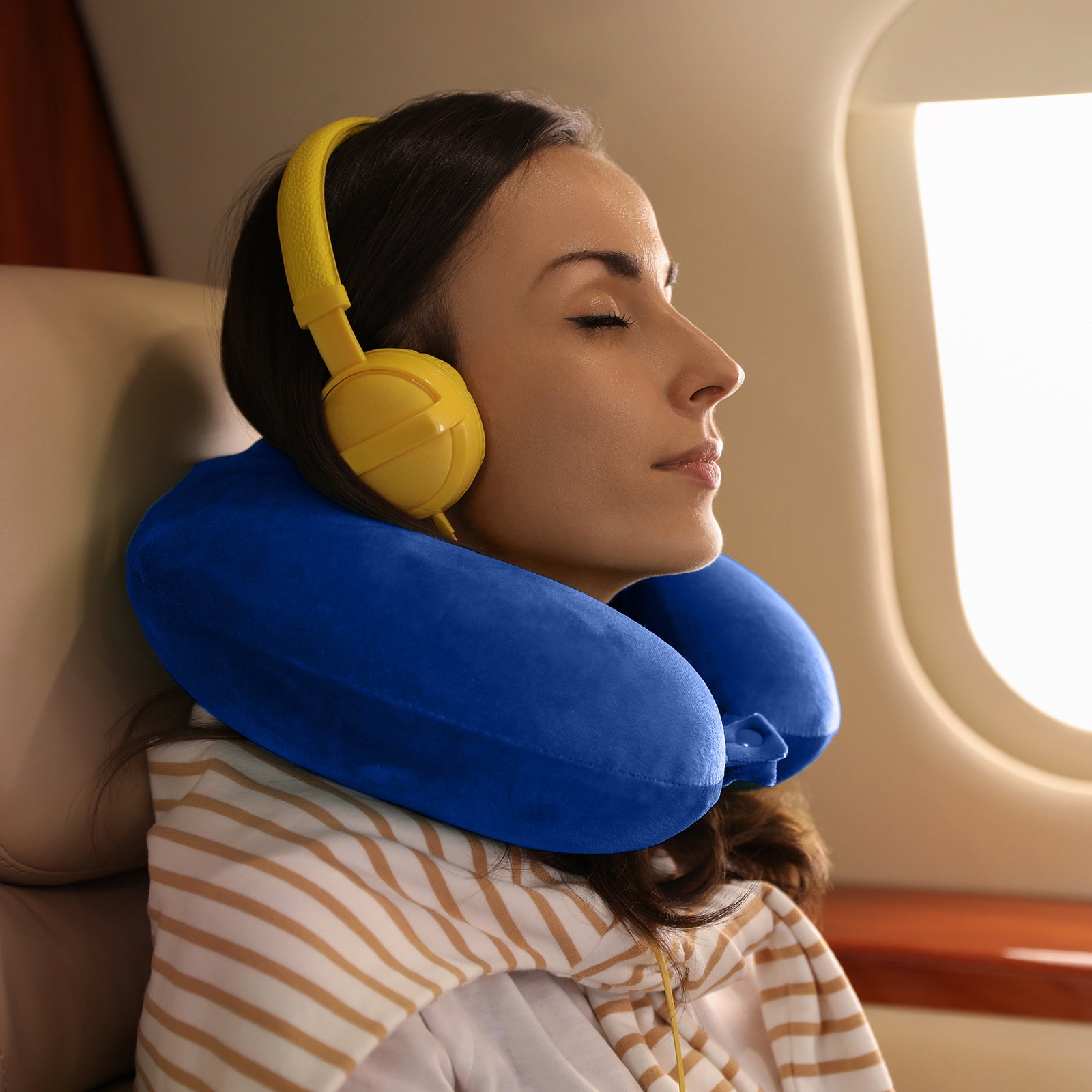 Milano Decor Memory Foam Travel Neck Pillow With Clip Cushion Support Soft Blue-Home & Garden > Bedding > Pillows-PEROZ Accessories