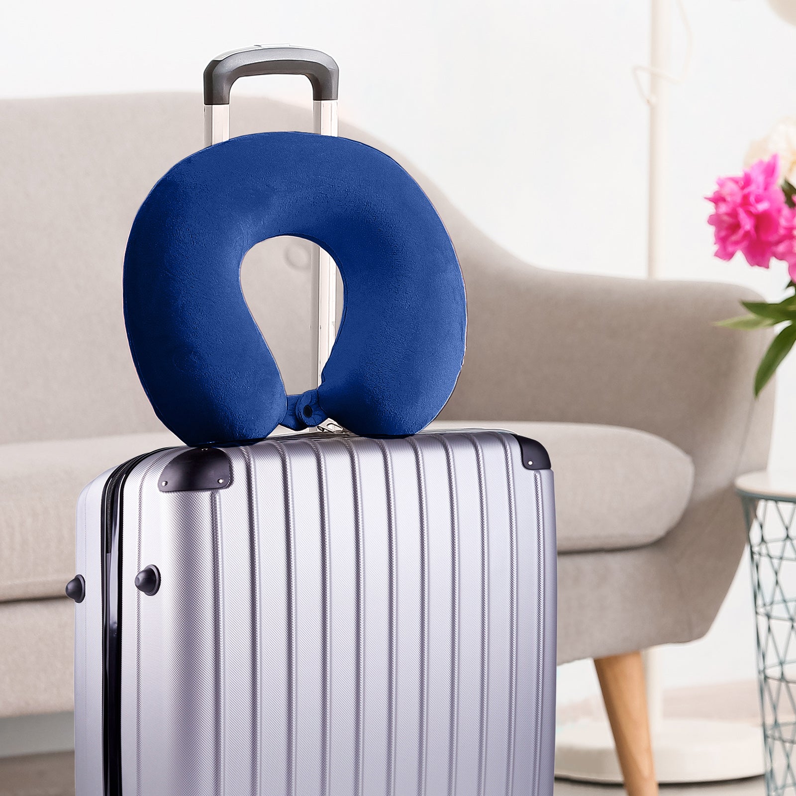 Milano Decor Memory Foam Travel Neck Pillow With Clip Cushion Support Soft Blue-Home & Garden > Bedding > Pillows-PEROZ Accessories