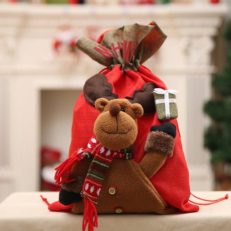 New Christmas Large Jumbo Felt Santa Sack Children Xmas Gifts Candy Stocking Bag, Reindeer (56x35cm)-Occasions > Christmas > Christmas Decorations-PEROZ Accessories
