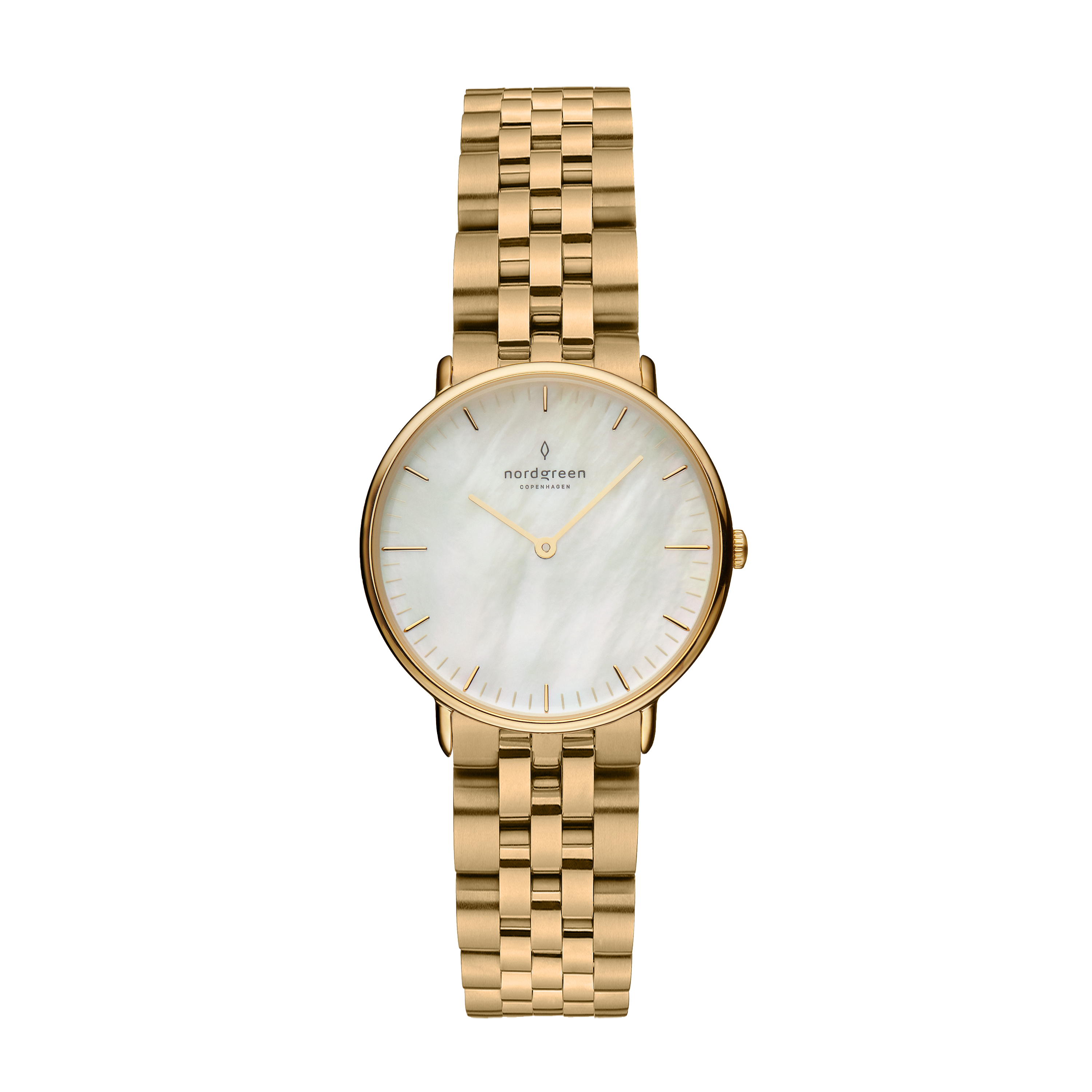 Nordgreen Native 28mm Gold 5 Link Bracelet Mother of Pearl Watch-PEROZ Accessories
