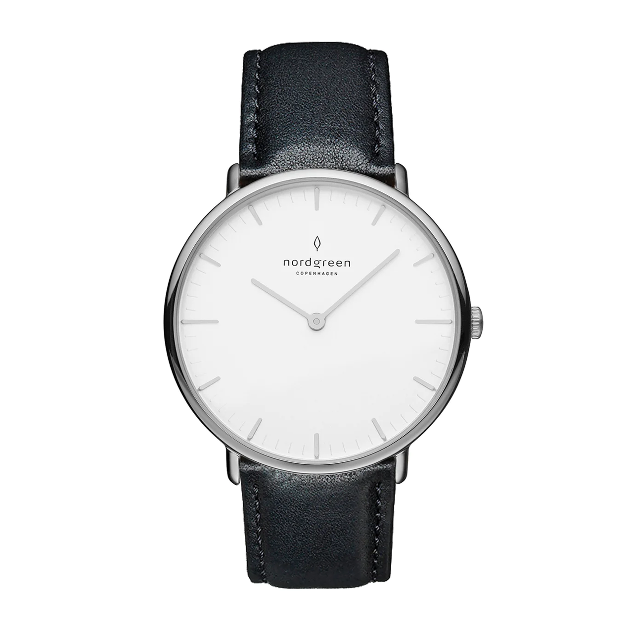 Nordgreen Native 32mm White Automatic with Black Leather Strap Watch-PEROZ Accessories