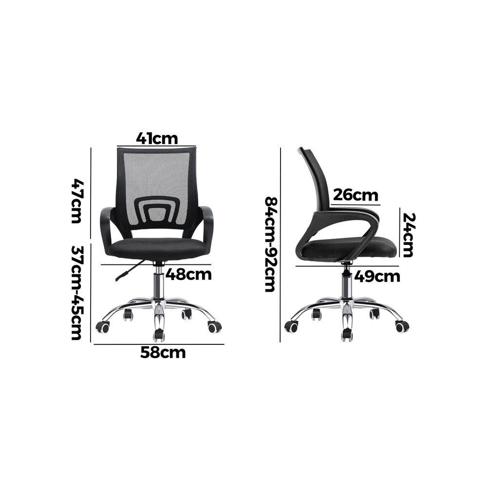 Oikiture Home Office Chair Study Gaming Computer Chairs Racing Mesh Recliner with Casters, Height Adjustable, Swivel, Comfortable Armrests, Brethable Mesh Black-Office Chair-PEROZ Accessories