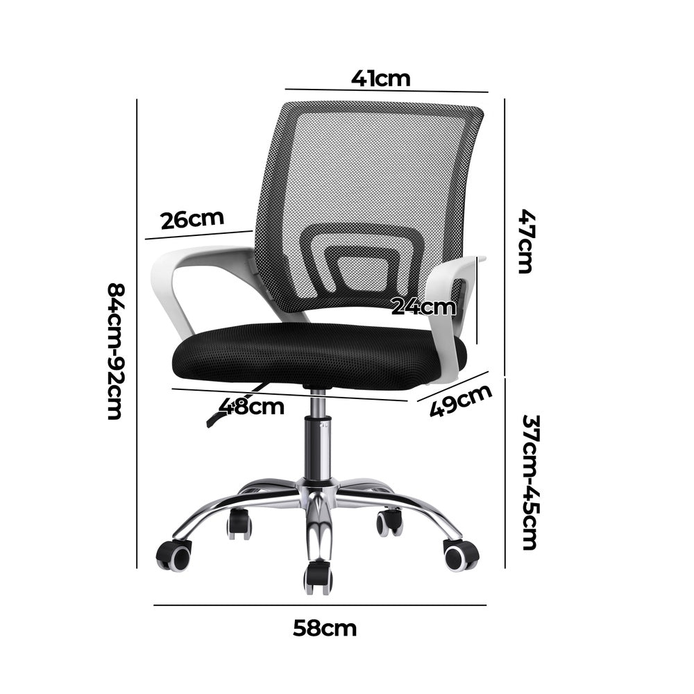 Oikiture Mesh Office Chair Foam Seat White & Black-Office Chair-PEROZ Accessories