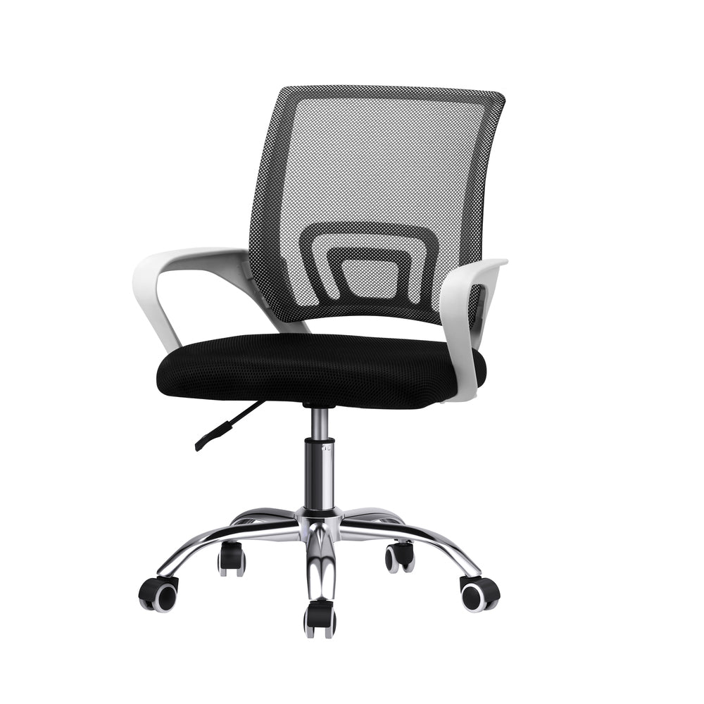 Oikiture Mesh Office Chair Foam Seat White & Black-Office Chair-PEROZ Accessories