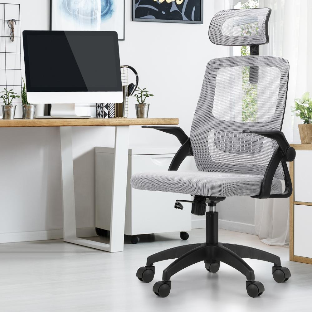 Oikiture Mesh Office Chair Executive Fabric Gaming Seat Racing Tilt Computer BKGY-Office Chair-PEROZ Accessories