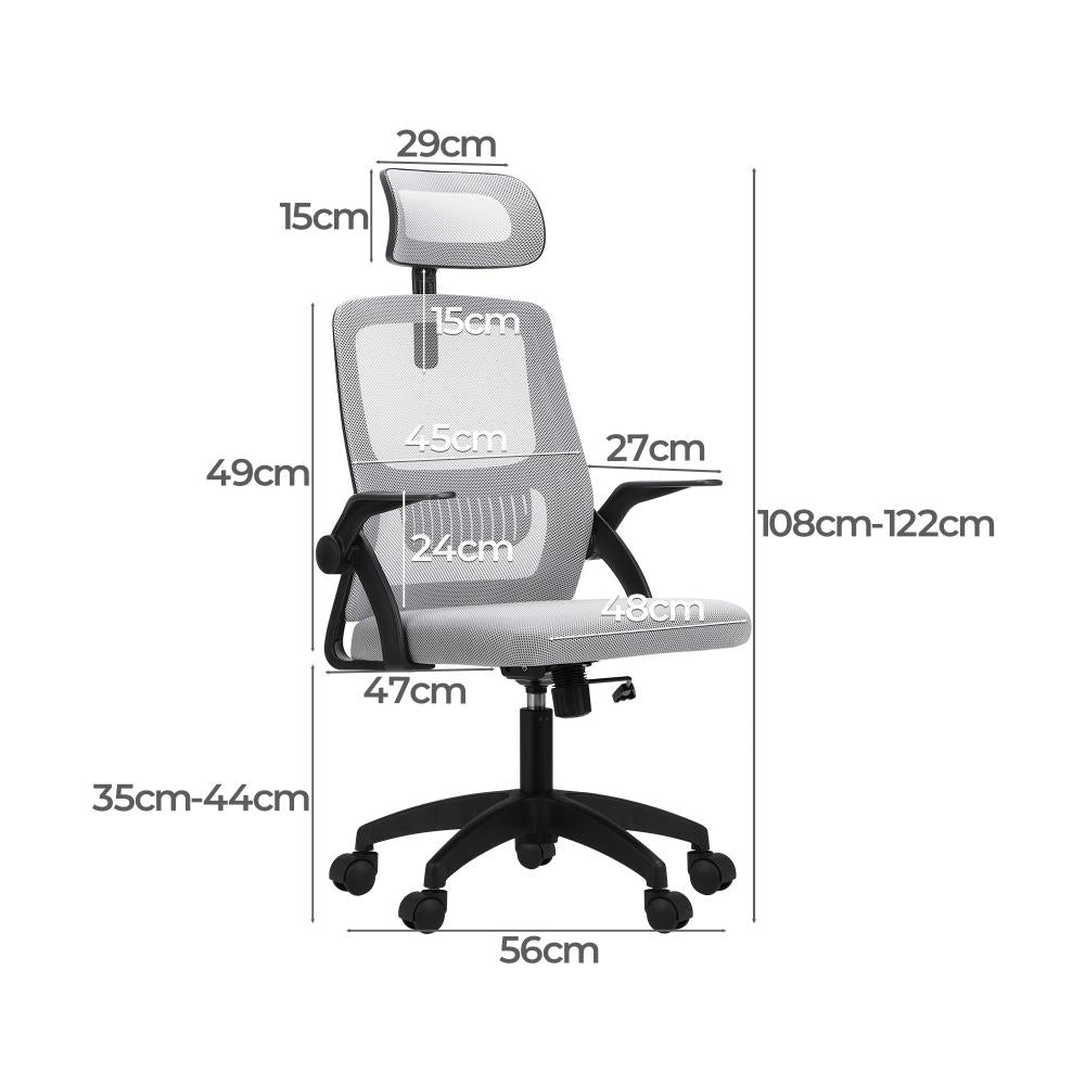 Oikiture Mesh Office Chair Executive Fabric Gaming Seat Racing Tilt Computer BKGY-Office Chair-PEROZ Accessories