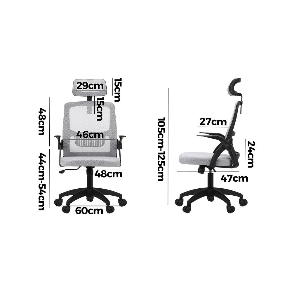 Oikiture Mesh Office Chair Executive Fabric Gaming Seat Racing Tilt Computer BKGY-Office Chair-PEROZ Accessories