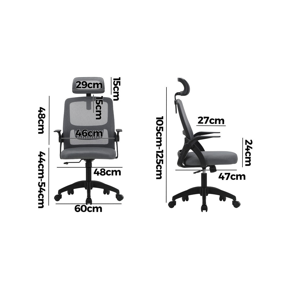 Oikiture Ergonomic Office Chair Back Support, Computer Chair Desk Chair with Breathable Cover and Skin-Friendly Mesh Dark Grey and Black-Office Chairs-PEROZ Accessories