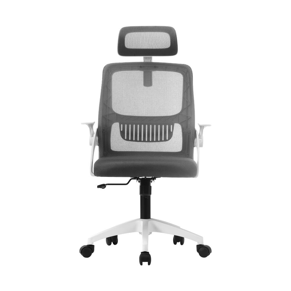 Oikiture Ergonomic Office Chair Back Support, Computer Chair Desk Chair with Breathable Cover and Skin-Friendly Mesh Dark Grey and White-Office Chairs-PEROZ Accessories