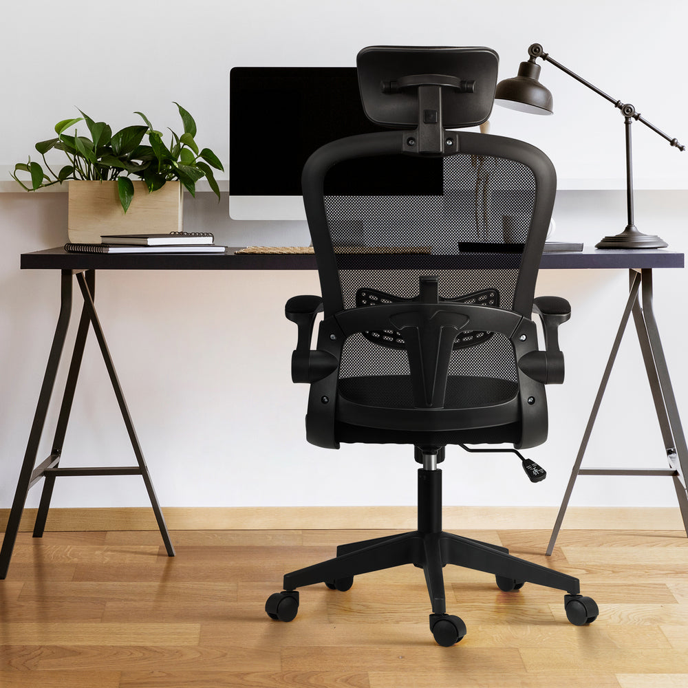 Oikiture Office Chair Home Computer Chairs Mesh Gaming Chair Padding Headrest and Armrest-Office Chairs-PEROZ Accessories