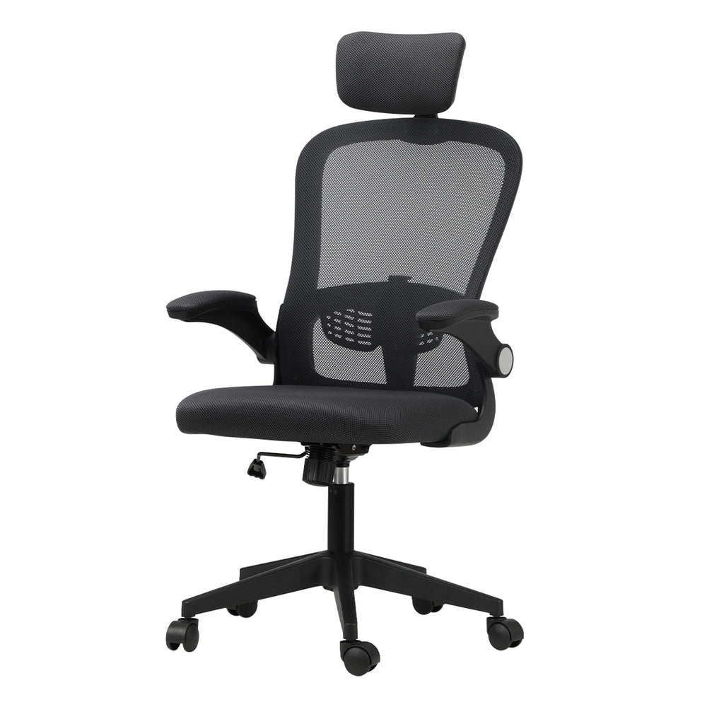 Oikiture Mesh Office Chair Executive Seat Racing Tilt DGY&BK-Office Chairs-PEROZ Accessories
