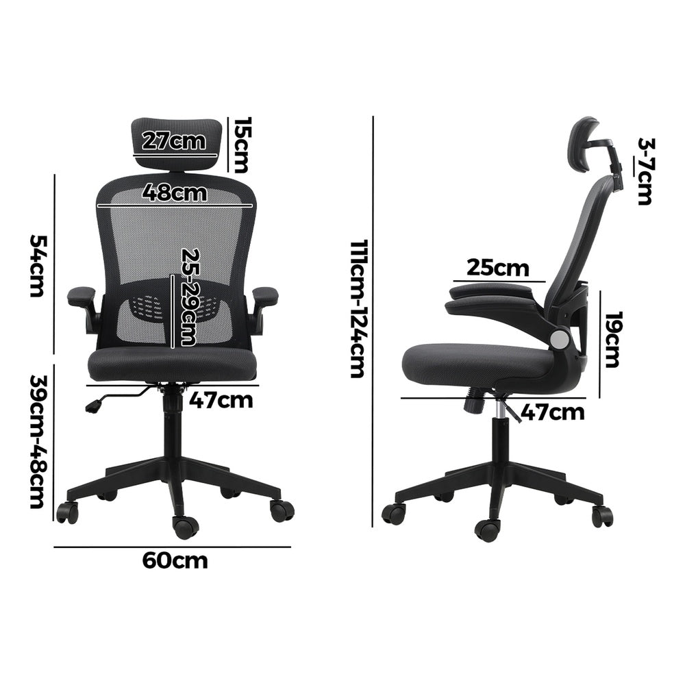 Oikiture Mesh Office Chair Executive Seat Racing Tilt DGY&BK-Office Chairs-PEROZ Accessories