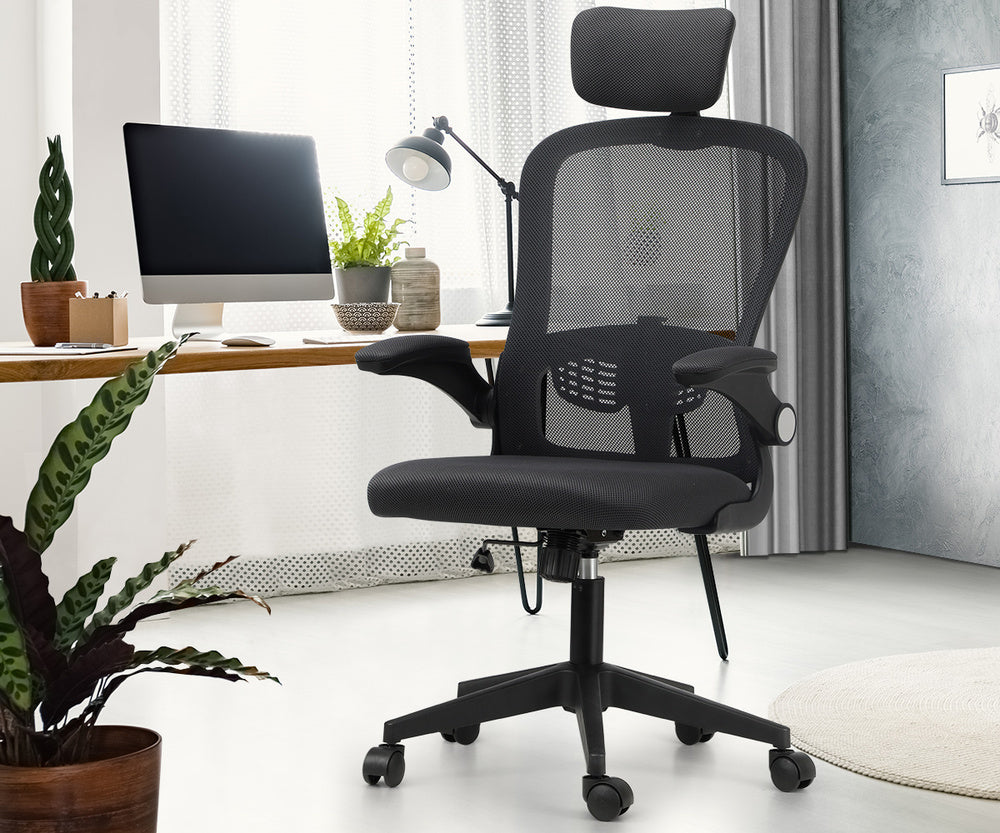 Oikiture Mesh Office Chair Executive Seat Racing Tilt DGY&BK-Office Chairs-PEROZ Accessories