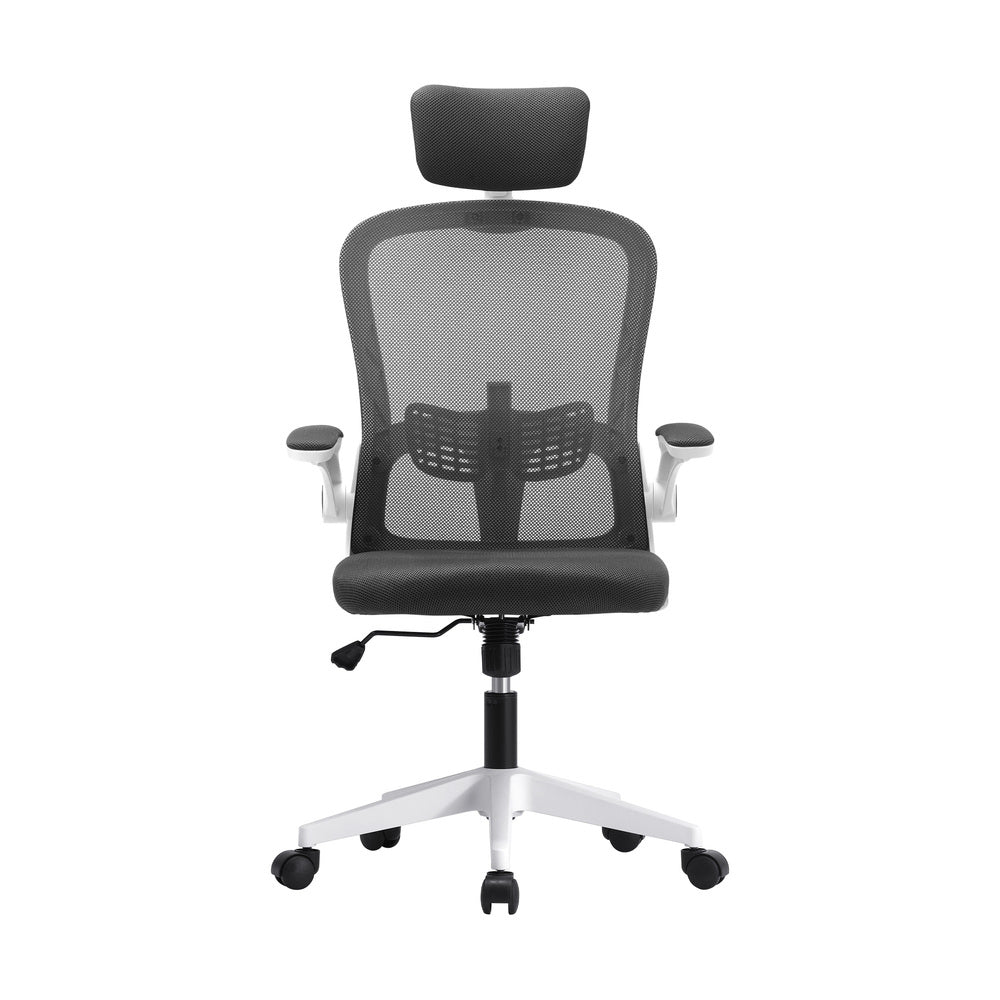 Oikiture Mesh Office Chair Executive Seat Racing Tilt DGY&WH-Office Chairs-PEROZ Accessories