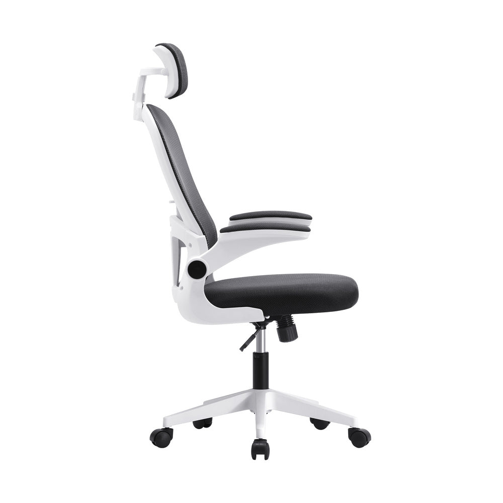 Oikiture Mesh Office Chair Executive Seat Racing Tilt DGY&WH-Office Chairs-PEROZ Accessories
