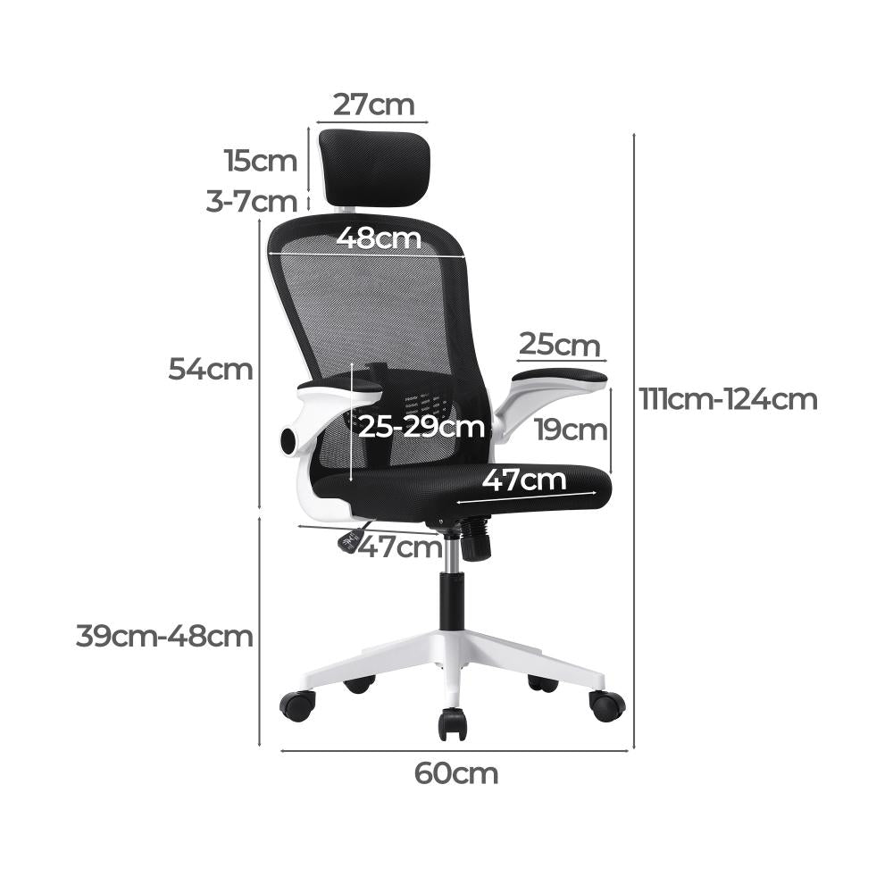 Oikiture Mesh Office Chair Executive Fabric Gaming Seat Racing Tilt Computer WHBK-Office Chairs-PEROZ Accessories