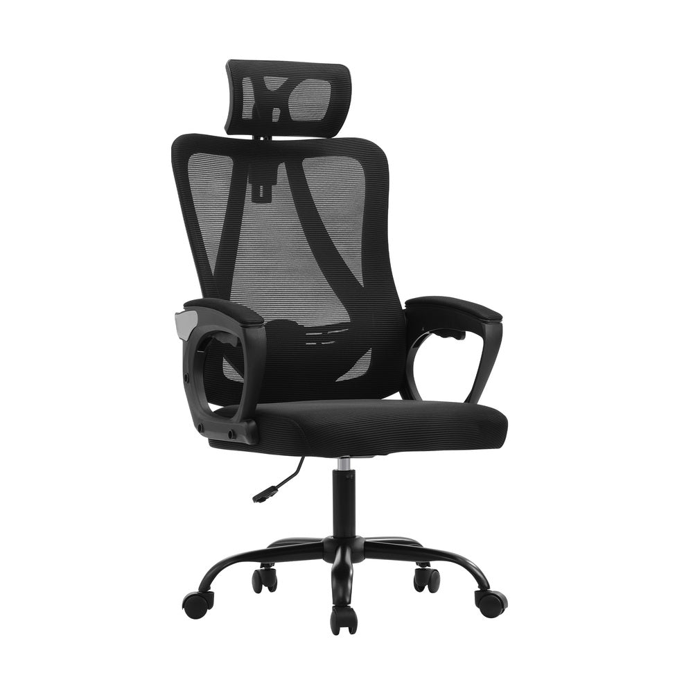 Oikiture Ergonomic Office Chair, Home Office Desk Char, Beathable Mesh Office Chair, Height Adjustable Lumbar Support Reclining Computer Chair Black-Office Chairs-PEROZ Accessories