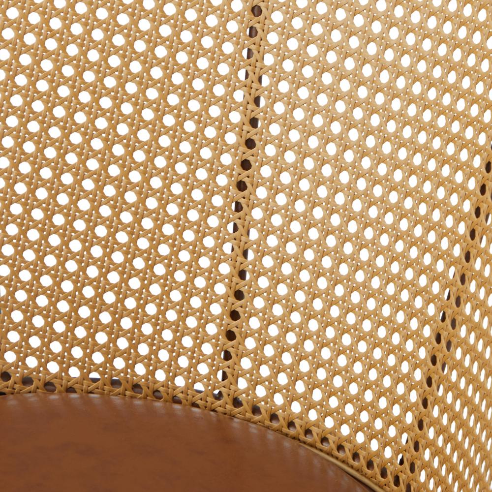 Oikiture Rattan Office Chair PU Leather Seat Dark Brown-Office Chairs-PEROZ Accessories