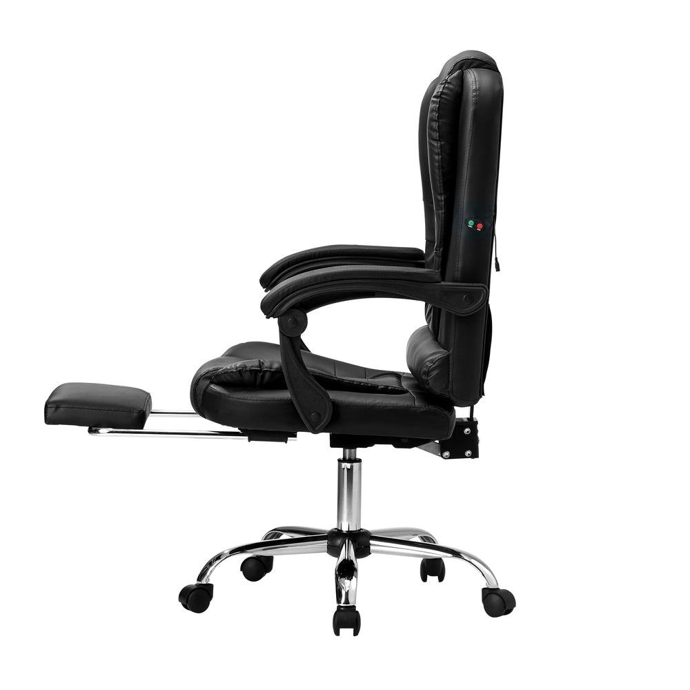 Oikiture Massage Office Chair PU Leather with Footrest Black-Massage Office Chairss-PEROZ Accessories