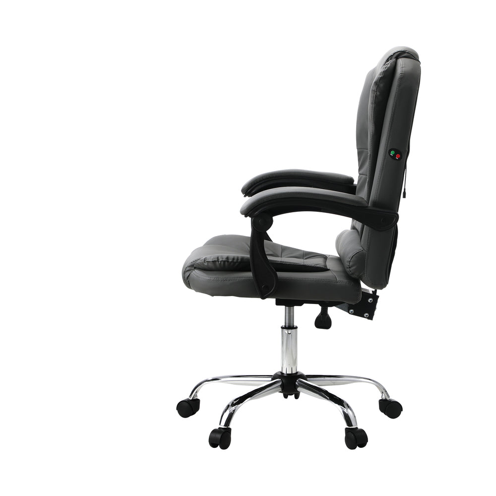 Oikiture Massage Office Chair Racing Chairs PU Leather Grey-Massage Office Chairss-PEROZ Accessories