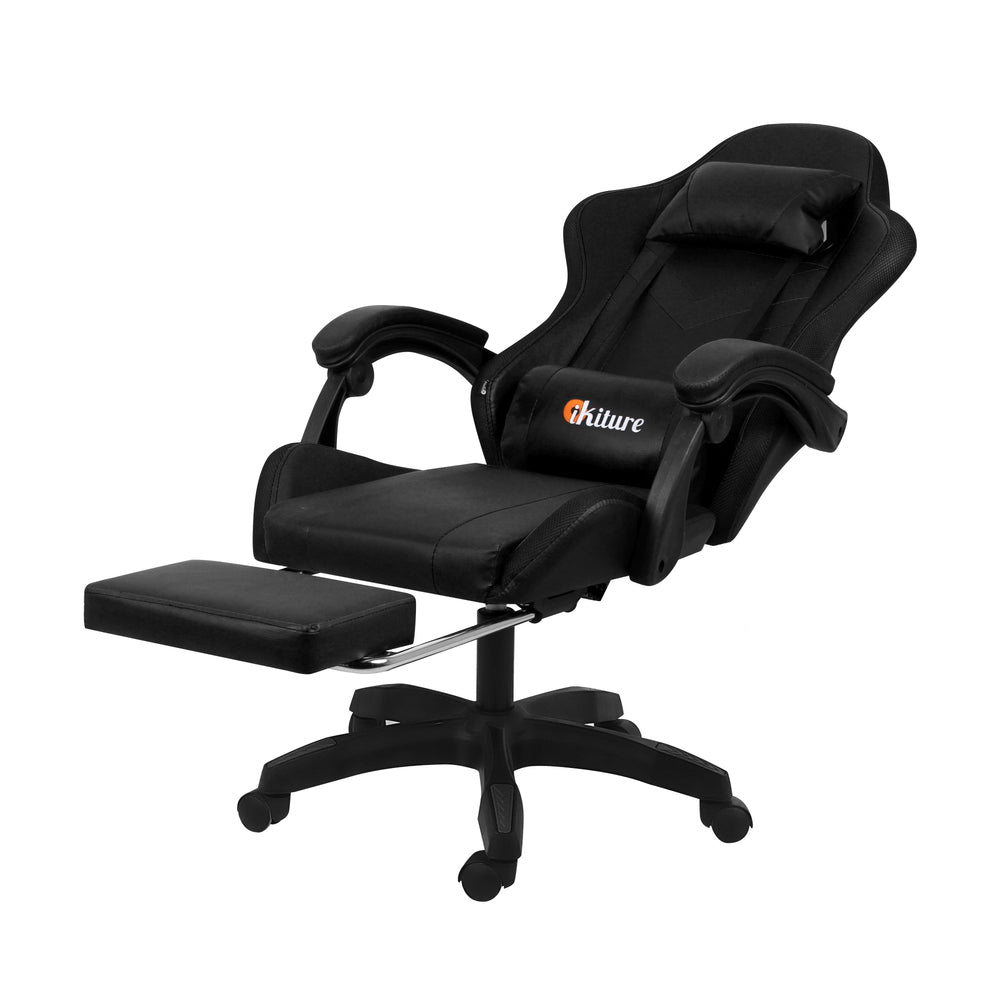 Oikiture Racing Gaming Chair 7 RGB LED 8 Points Massage Black-Racing Gaming Chairs-PEROZ Accessories