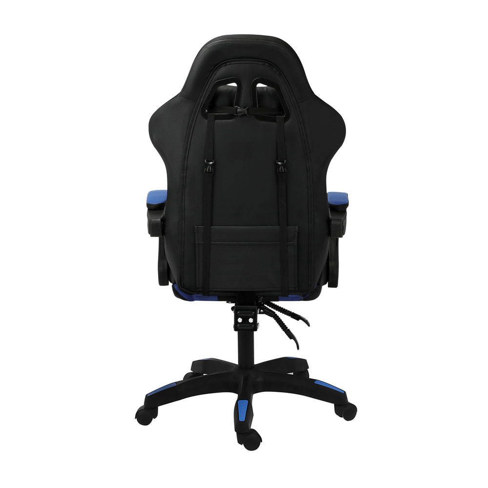 Oikiture Racing Gaming Chair 7 RGB LED 8 Points Massage Black&Blue-Racing Gaming Chairs-PEROZ Accessories