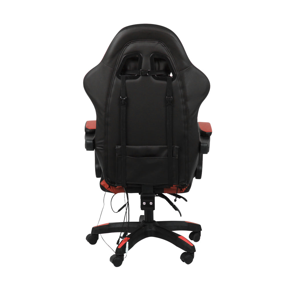 Oikiture Racing Gaming Chair 7 RGB LED 8 Points Massage Black&Red-Racing Gaming Chairs-PEROZ Accessories